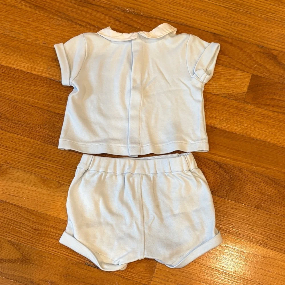 Jacadi Light Blue boy shirt and short Set